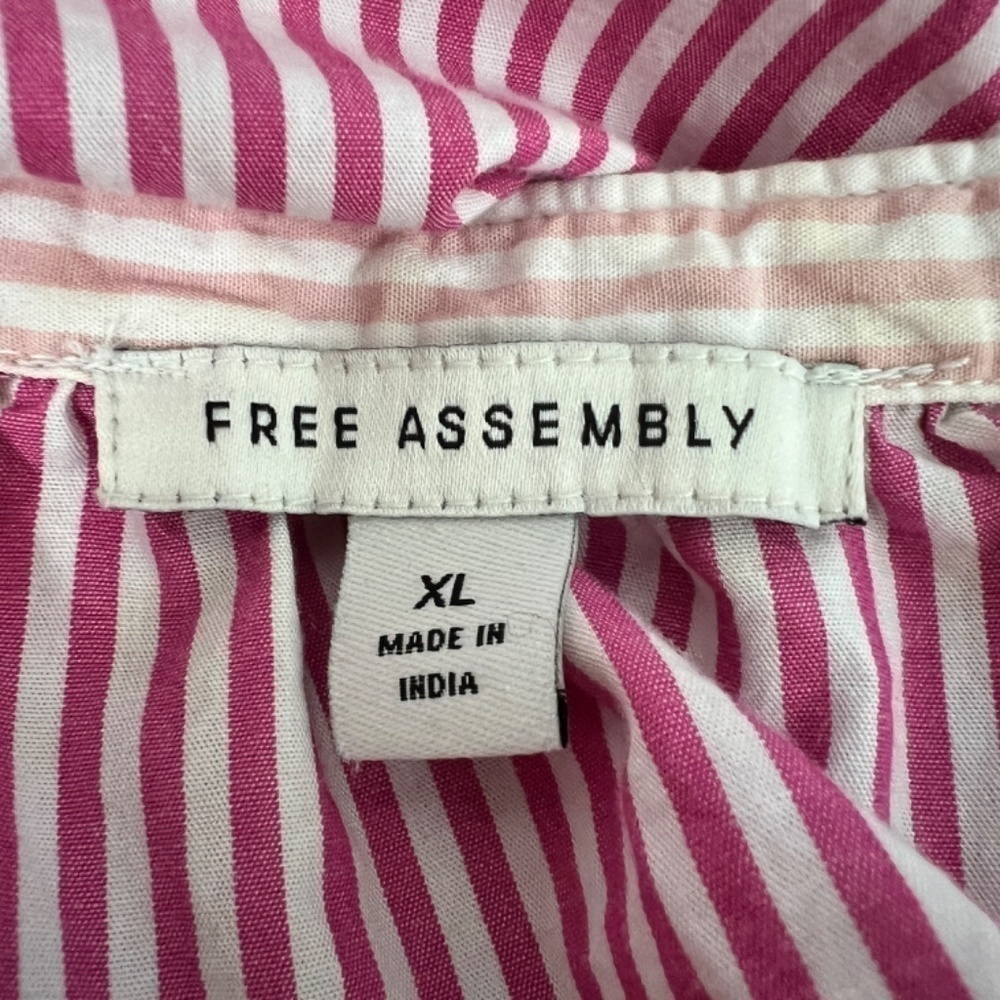 Free Assembly Striped Long Sleeve Ruffle Hem Womens Cotton Top Size XL Pullover - Picture 3 of 12
